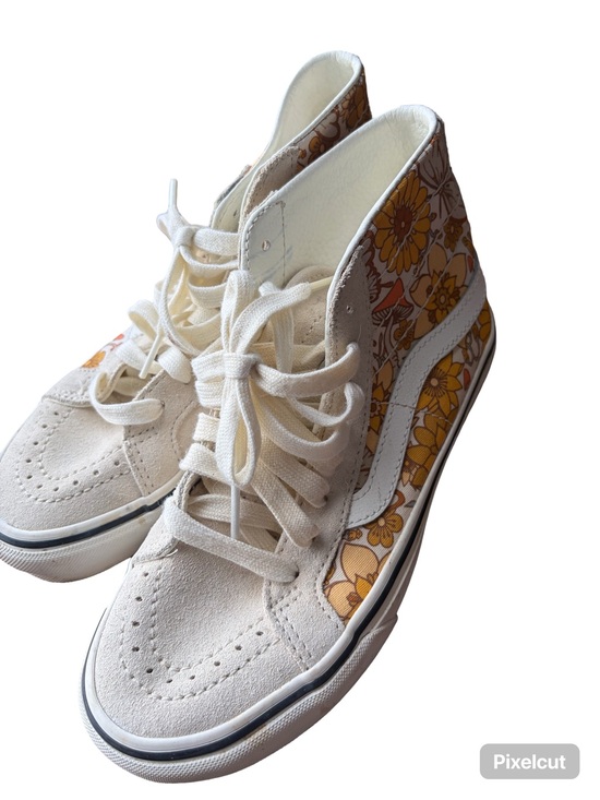 Vans Shoes - Vans Women's High-Top Floral Skate Sneakers - Cream & Yellow